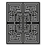 Black White Geometric Labyrinth Area Rug