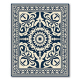 Black and White Navy Ivory Traditional Persian Medallion Rug
