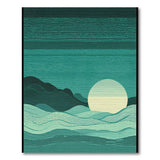 Teal Striped Sunrise Landscape Area Rug