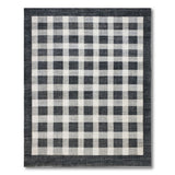 Black White Checkered Border Area Rug