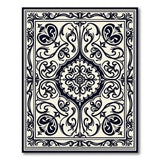 Traditional Persian Ornate Medallion Ornate Black White Persian Medallion Rug