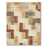 Cream Beige Geometric Block Area Rug