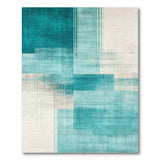 Blue and Teal Teal Blue Geometric Block Area Rug