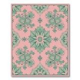 Blush Pink Sage Green Floral Mandala Area Rug