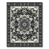 Intricate Black White Mandala Area Rug
