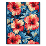 Floral Vintage Vibrant Hibiscus Floral Area Rug