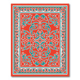 Red Persian Area Rug with Teal Intricate Motifs