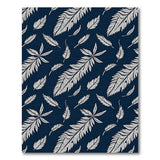 Navy Blue Feather Pattern Area Rug
