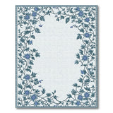 Elegant Blue Floral Vine Border Area Rug