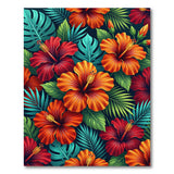 Vibrant Hibiscus Monstera Tropical Area Rug