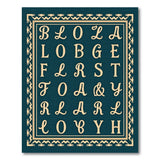 Ornate Gold Script Teal Area Rug