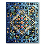 Ornate Blue Floral Persian Medallion Rug