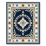 Navy Teal Persian Floral Area Rug