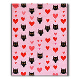 Cute Black Cats Hearts Pink Area Rug