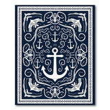 Ornate Navy Anchor Nautical Area Rug