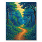 Sunset Forest Path Blue Teal Area Rug