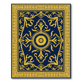 Navy Blue Gold Sunflower Medallion Area Rug