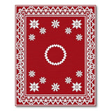 Red Traditional Persian Rug with White Snowflake Motifs