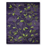 Purple Green Leaf Abstract Area Rug
