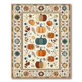 ODIKA Washable Fall Pumpkin Area Rug, Low Pile Non-Slip Boho Floral Harvest Decor Rug