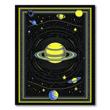 Multi-color and Patterns Retro Pixel Saturn Solar System Area Rug