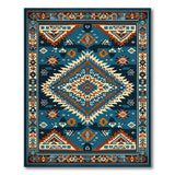 Blue and Teal Teal Southwestern Geometric Diamond Rug