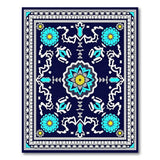 Navy Teal Persian Floral Medallion Rug
