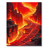 Fiery Volcanic Canyon Stairway Area Rug