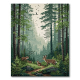 ODIKA Forest Deer Washable Area Rug - Low Pile Non-Slip Woodland Nursery Decor