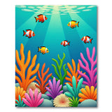Vibrant Cartoon Clownfish Coral Reef Rug