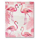 Pink Pink Flamingo Palm Leaf Coastal Rug