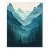 Teal Layered Mountain Peaks Area Rug