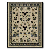 Beige Persian Rug with Butterflies and Tigers