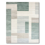 Teal Grey Geometric Block Area Rug