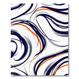 Navy and Orange Abstract Wave Area Rug