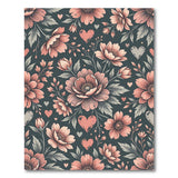 Blush Peony Floral Hearts Vintage Area Rug