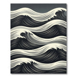 Layered Ocean Waves Black White Area Rug