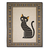 Striped Cat with Sunglasses Area Rug
