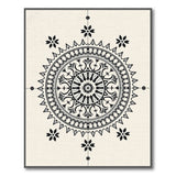Black Mandala Lotus Area Rug on Cream