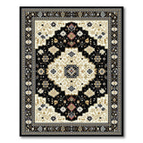 Luxe Black Persian Area Rug with Gold Accents