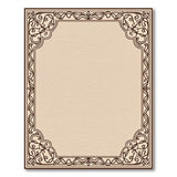 Ornate Beige Scroll Border Area Rug