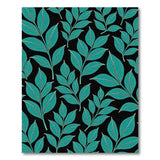 Teal Leaf Pattern Area Rug on Black