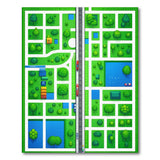 Kids Cartoon Town Map Area Rug - Vibrant Green Village Play Mat