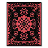 Red Persian Medallion Area Rug on Black