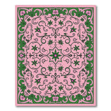 Ornate Pink Green Floral Vintage Area Rug