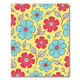 Vibrant Pink Blue Flowers on Yellow Area Rug