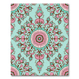 Teal Pink Floral Mandala Area Rug