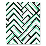 Geometric Black Green Zigzag Area Rug