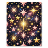 Glittering Gold Pink Stars Area Rug