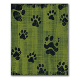 Distressed Green Dog Paw Print Area Rug